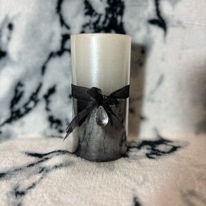 Pier 1 - Black and White Candle with Ribbon Accent